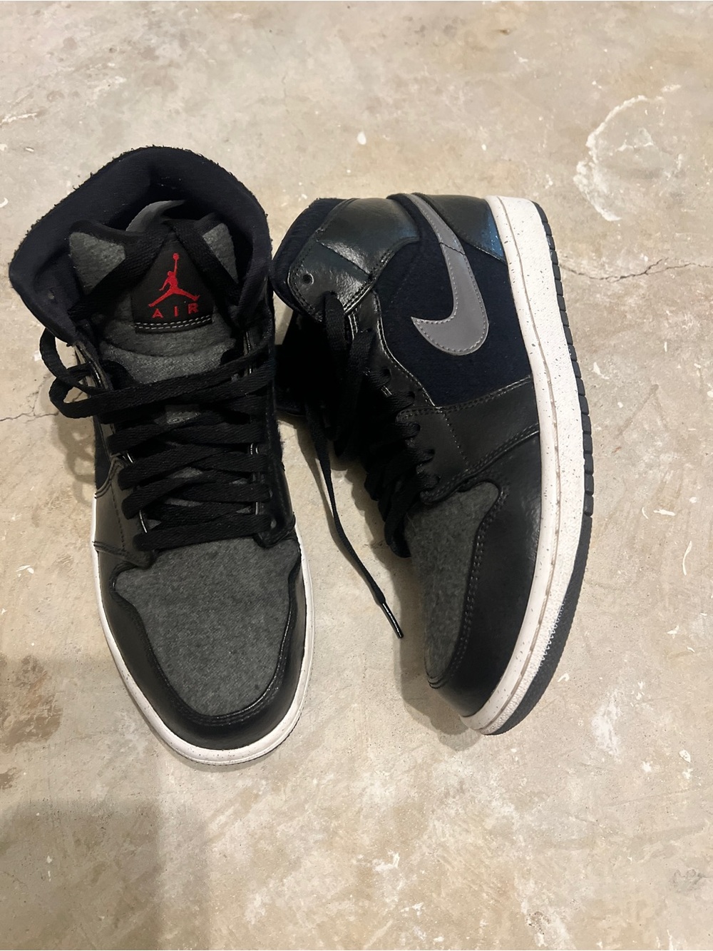 Jordan Mid-Top Sneakers in Black, Gray Accents